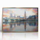 Acrylic print of Big Ben with gold accents in art deco style, suited for modern art wall decor.