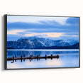 Black and white framed canvas featuring a vintage-style landscape of Cumbria, England, ideal for bedroom decor.