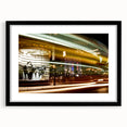 Extra large abstract art print of Piccadilly, England, featuring vibrant, colorful textures on a framed black mat.