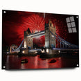 Acrylic print of the Tower Bridge in muted gray and blue tones, suitable for dining room or bedroom decor.