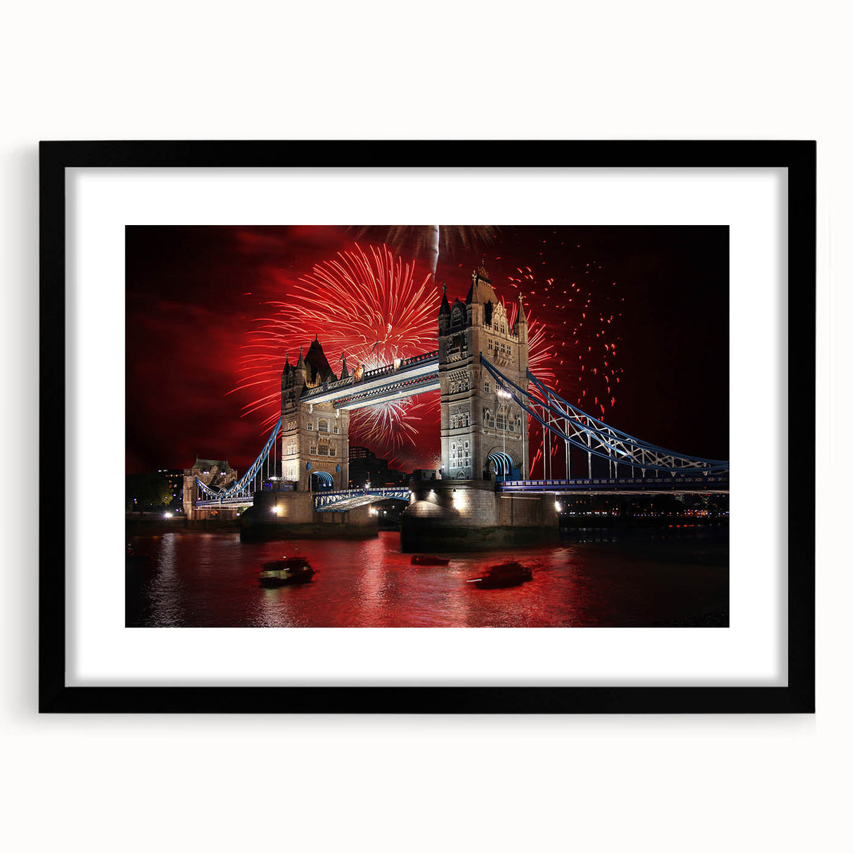 Extra large abstract art print of Tower Bridge in vibrant colors on textured canvas, ideal for living room decor.
