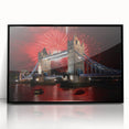 Large abstract wall art depicting the Tower Bridge in muted grays and blues on a framed acrylic.