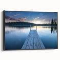 Black and white landscape art painting of a Finnish scenery on framed canvas, suitable for bedroom decor.
