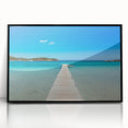 Large abstract wall art depicting a Corsican landscape in muted earth tones, framed in black acrylic.