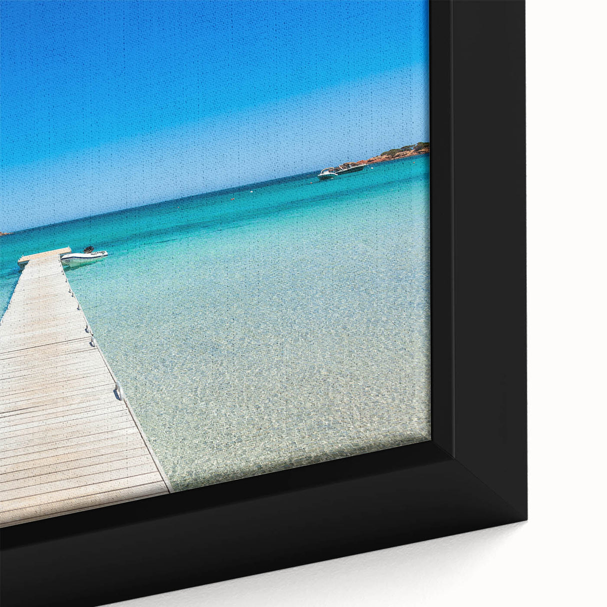 Extra large framed canvas featuring a textured, colorful Corsican landscape in black with vibrant accents.