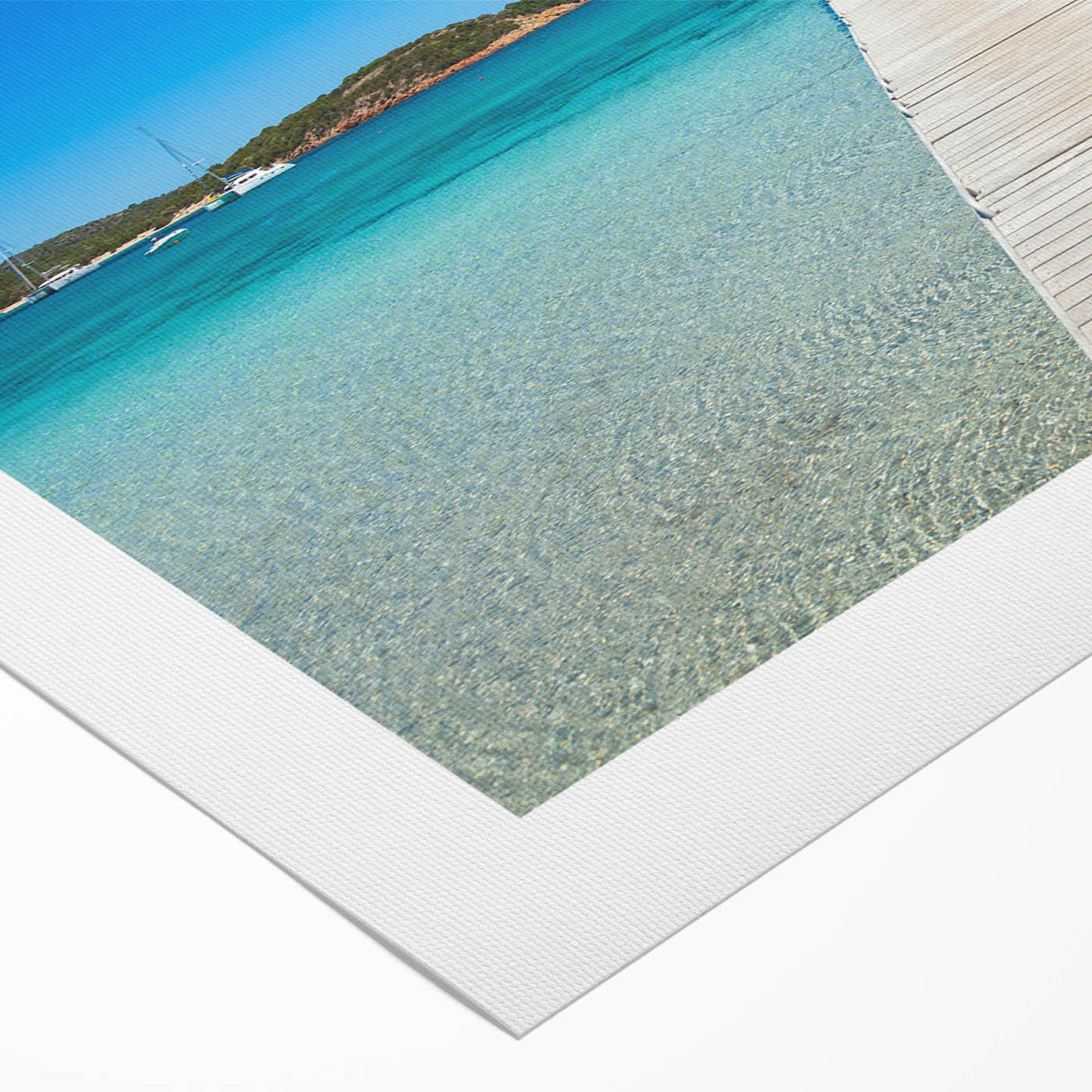 Art deco poster of a Corsican landscape in muted earth tones on rolled canvas, suitable for dining room wall art.