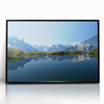 Large abstract wall art of the French Alps in muted earth tones on a framed acrylic, ideal for modern living room decor.