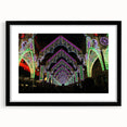 Abstract art print of Lyon scenery in vibrant colors on a textured, extra large canvas, framed in black.