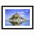 Extra large abstract art print featuring colorful, textured scenery of a European landscape on a framed black mat.