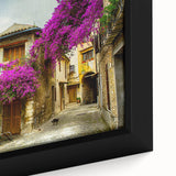 Extra large framed canvas featuring a textured, colorful depiction of Nice, France in black with vibrant hues.