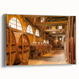 Landscape art painting of Normandy, France on framed canvas, featuring colorful vintage poster art style.