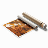 Extra large rolled print of Normandy, France scenery with vibrant floral foreground, ideal for classy bathroom wall art.