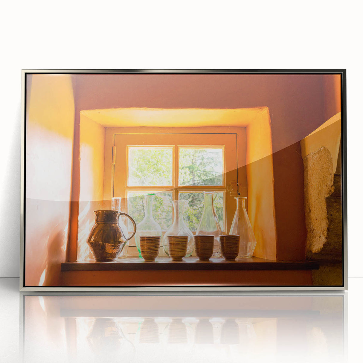 Large art print of a southern France landscape in muted earth tones on a framed acrylic, suitable for modern art wall decor.