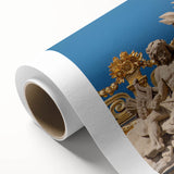 Art deco poster of the Versailles scenery in pastel colors on rolled canvas, ideal for nursery wall art or dining room decor.