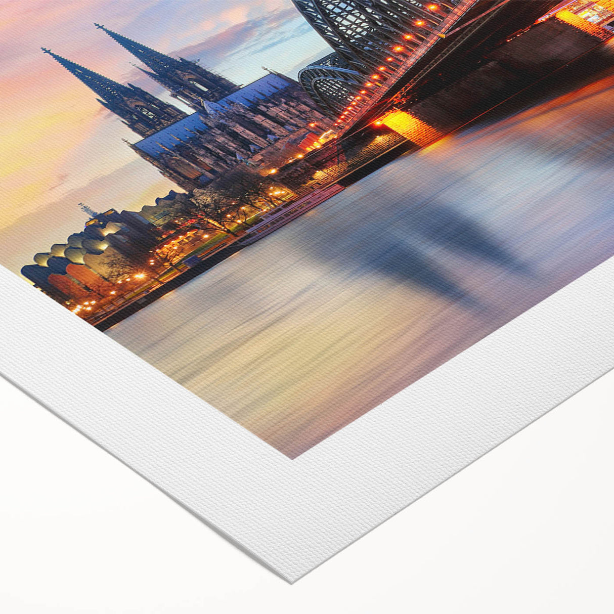 Art deco poster featuring a serene European landscape in muted earth tones on rolled canvas, suitable for dining room decor.