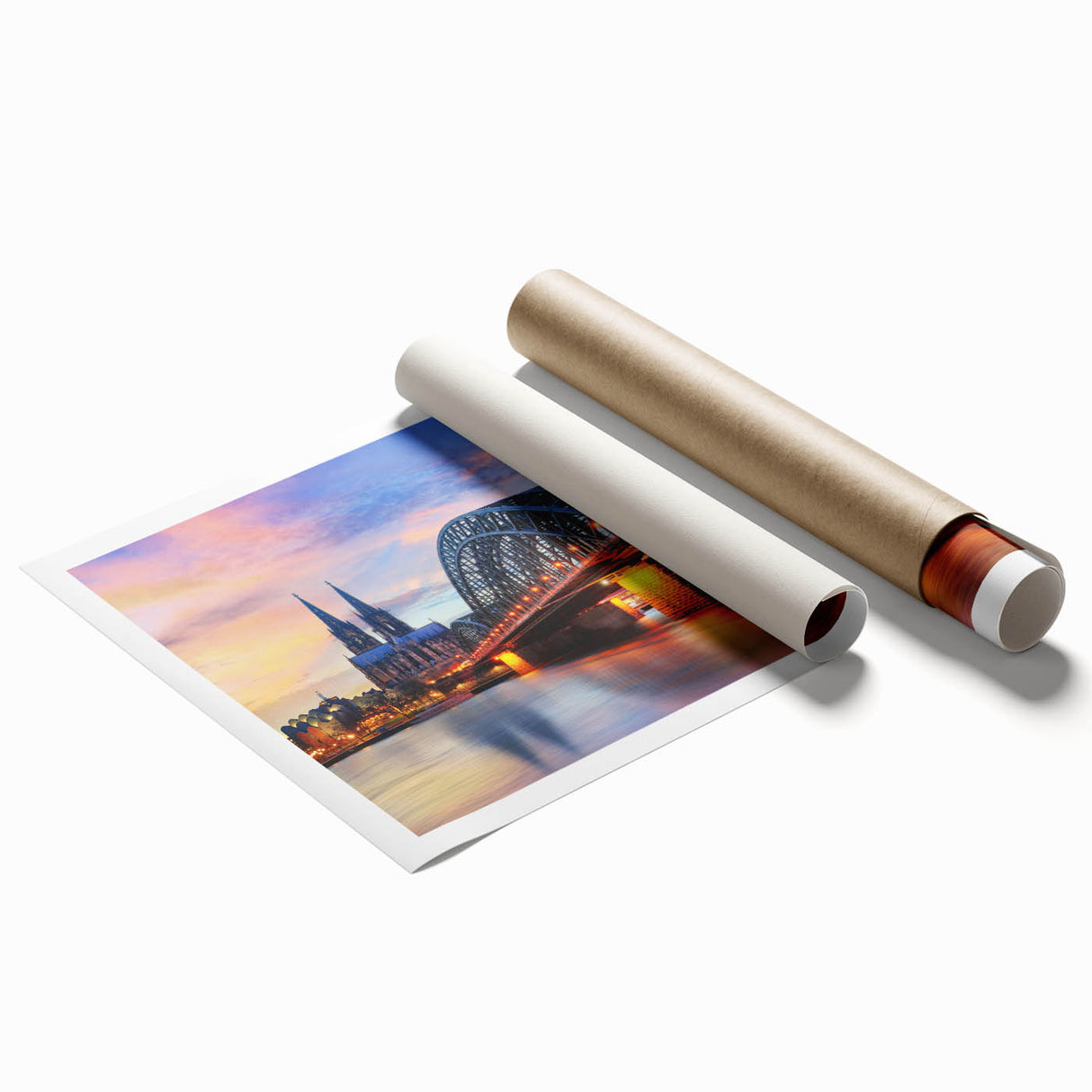 Extra large rolled print featuring a scenic view of a German landscape with vibrant green and blue tones.