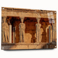 Acrylic print of a Greek landscape in muted blue and white tones, ideal for dining room decor.