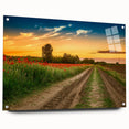 Acrylic print of a large abstract depiction of a Hungarian landscape in muted earth tones, ideal for dining room decor.