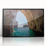 Large abstract wall art of a European scenery in Capri, with muted earth tones on framed acrylic.