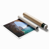 Extra large rolled print of Capri scenery with vibrant floral elements, ideal for classy bathroom wall art.