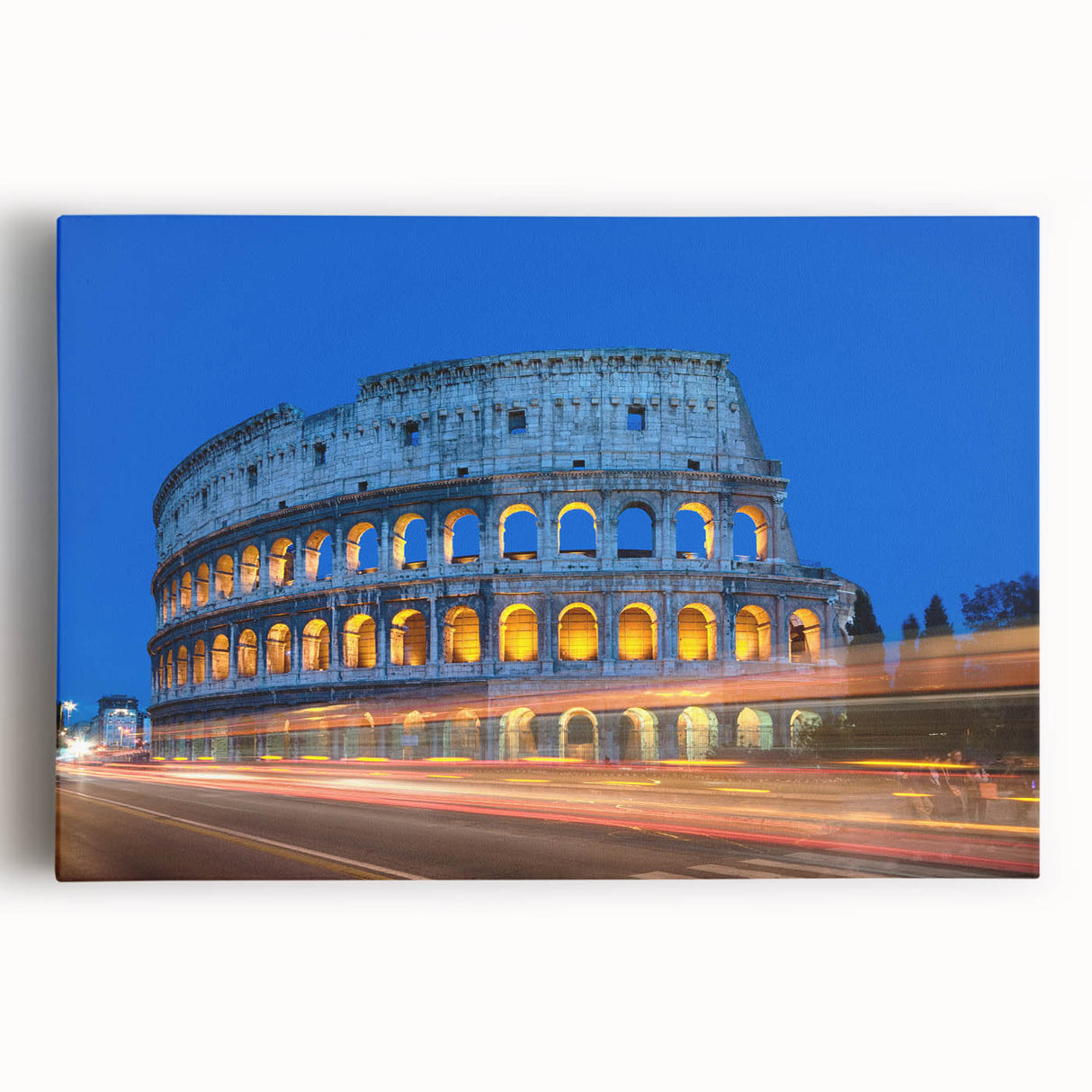 Black and white print of the Colosseum on stretched canvas, ideal for kitchen wall art or bedroom decor.