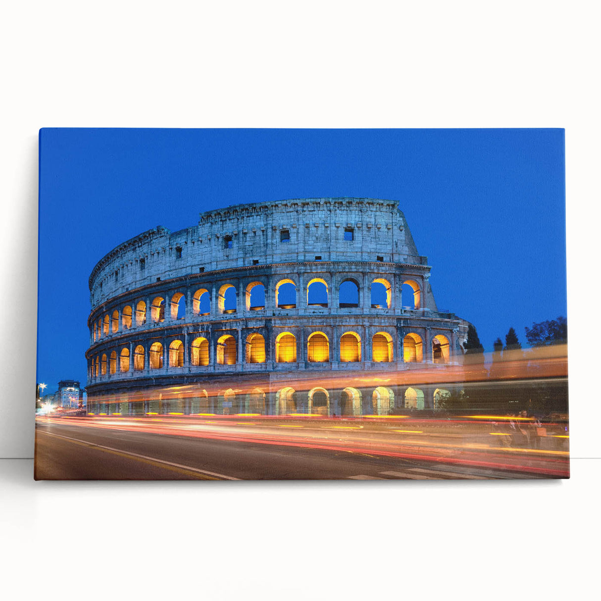 Black and white print of the Colosseum on stretched canvas, ideal for kitchen wall art.