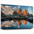 Acrylic print of the Dolomites in Italy, featuring earthy tones and a realistic style.