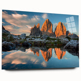 Acrylic print of the Dolomites in Italy, featuring large abstract shapes in earthy tones.