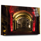 Large abstract wall art of Naples, Italy in muted blue and white tones on acrylic glass.