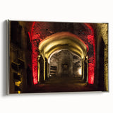 Framed canvas of a vintage-style Naples landscape painting, featuring colorful art on a black background.