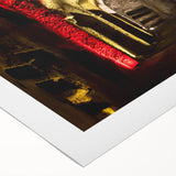 Art deco poster of Naples scenery in muted earth tones on rolled canvas, suited for dining room wall art.