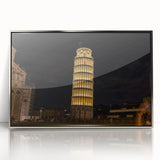 Mid-century modernist style large art print of Pisa's scenery in silver-framed acrylic, ideal for modern art wall decor.