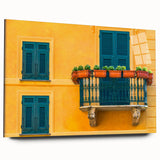 Acrylic print of Portofino, Italy with vibrant coastal colors, ideal for bedroom or dining room art.