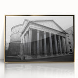 Art deco poster of Rome's skyline in muted gold and ivory tones, acrylic framed, suitable for modern art wall decor.