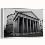Vintage poster art of Rome on a framed canvas, featuring colorful illustrations on a black background.