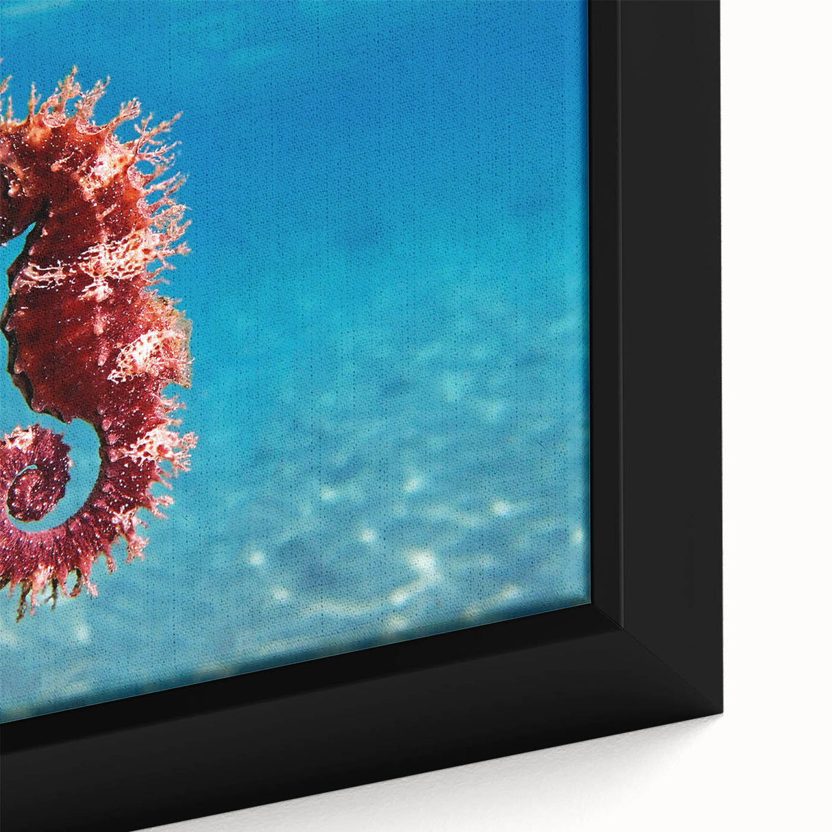 Framed canvas depicting a black and colorful Mediterranean seaside scene, ideal for extra large living room decor.