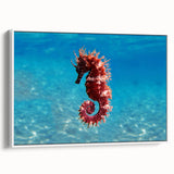 Vintage poster art of the Mediterranean Sea on a large framed canvas with vibrant blue tones, ideal for living room decor.