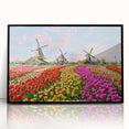 Large abstract wall art depicting a European scenery in muted earth tones on a framed acrylic.