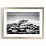 Extra large wall art featuring an abstract print of Northern Ireland scenery in textured gray and blue tones.