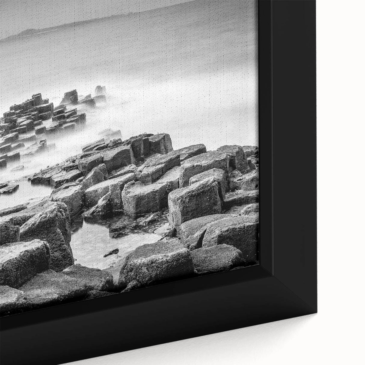 Extra large framed canvas of a textured black wall art depicting a colorful Northern Ireland scenery.