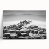 Black and white photograph of Northern Ireland scenery on large stretched canvas, ideal for kitchen wall art.