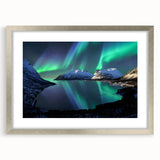Extra large abstract art print of a textured Norwegian landscape in muted earth tones, framed in silver.