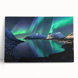 Black and white photograph of a scenic Norwegian landscape on large stretched canvas, suitable for kitchen wall art.