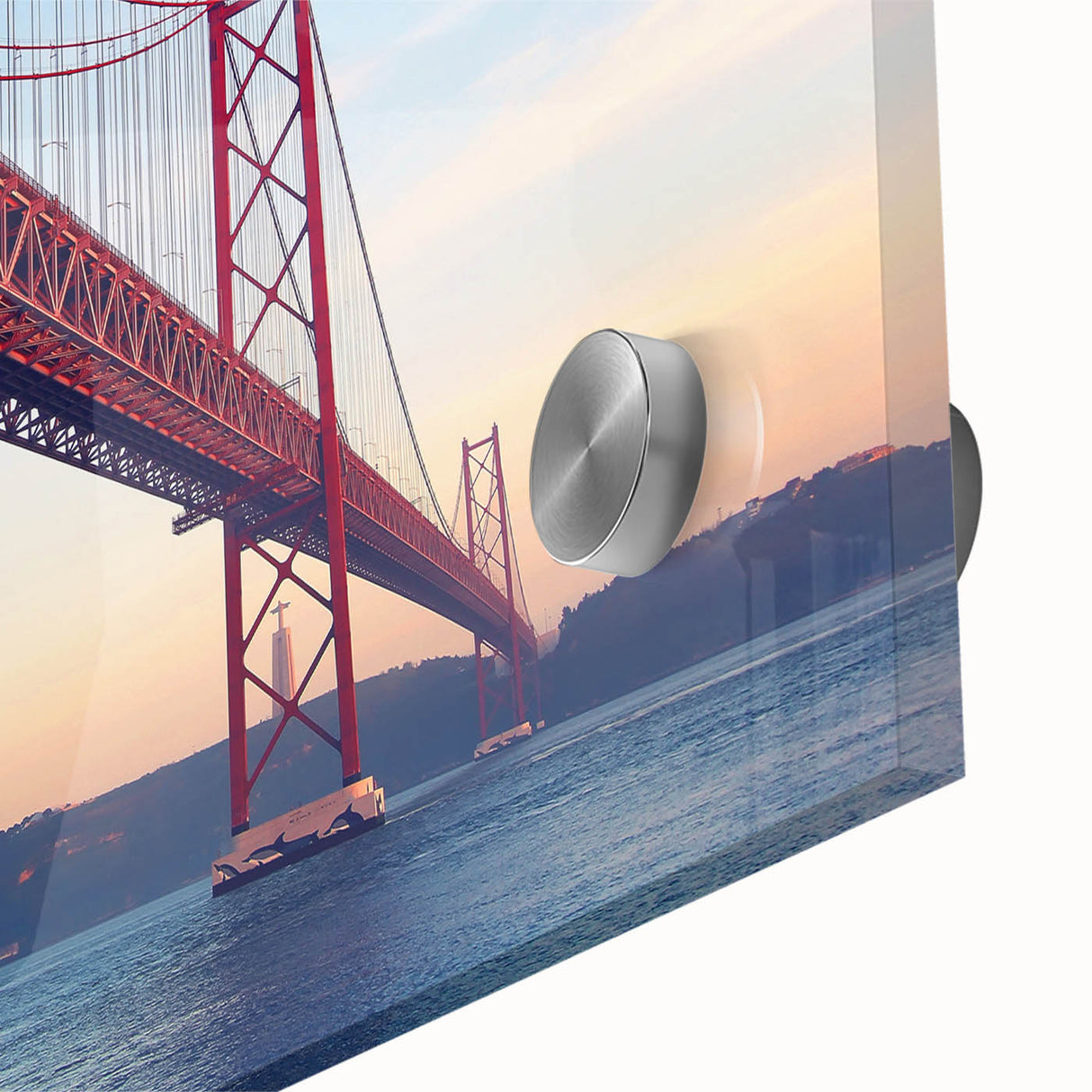 Large abstract wall art of Lisbon scenery in muted earth tones on acrylic glass, ideal for dining room art.