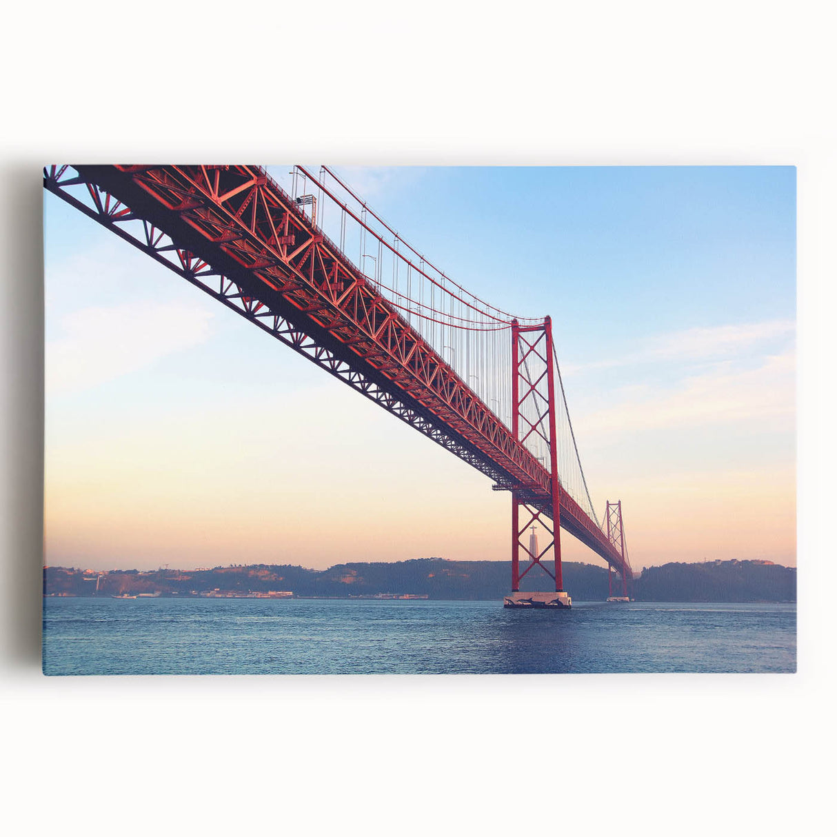 Black and white stretched canvas of Lisbon scenery, ideal for kitchen wall art or bedroom.