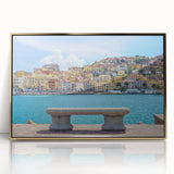 Art deco poster of Porto scenery in pastel tones on framed acrylic, ideal for modern art wall decor.