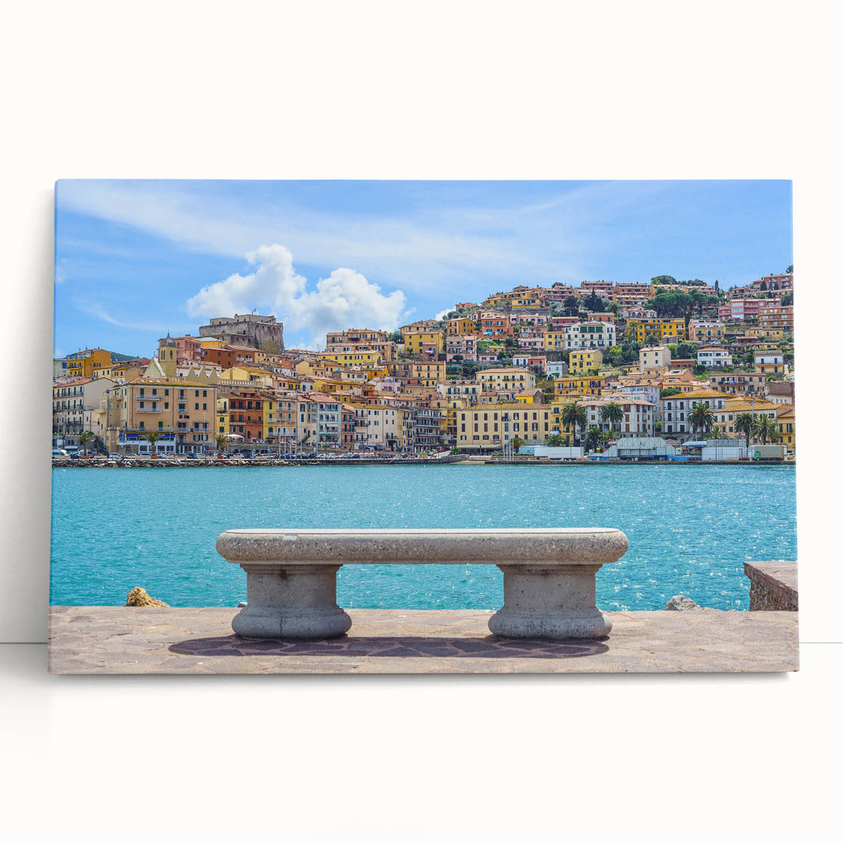 Black and white large art print of Porto, Portugal on stretched canvas, ideal for kitchen wall art.