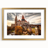 Abstract art print of a European landscape in muted earth tones on a framed canvas, suitable for dining room decor.