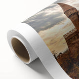 Art Deco poster of a European Romanian scenery in pastel shades on rolled canvas, ideal for nursery wall art.