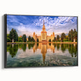 Black and white framed canvas of Moscow landscape, ideal for bedroom wall art.